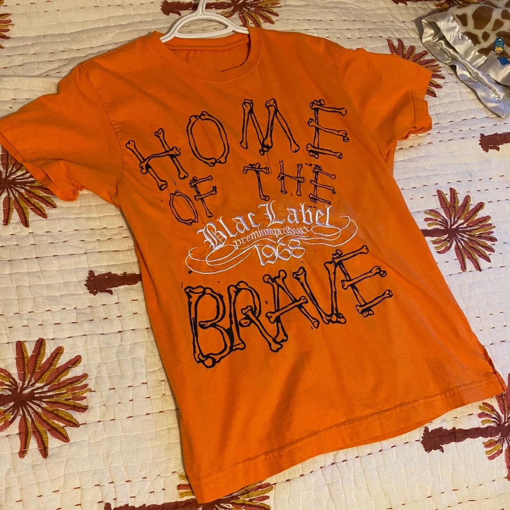 Black Label | Orange Home of the Brave Shirt